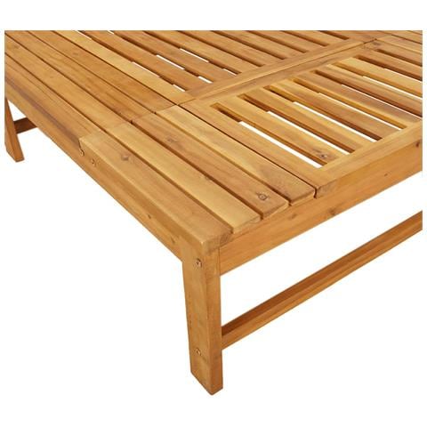 Lettino Cuscino E Guanciale Grigio Scuro Legno Massello Acacia - Foto 2
