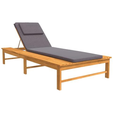 Lettino Cuscino E Guanciale Grigio Scuro Legno Massello Acacia - Foto 1