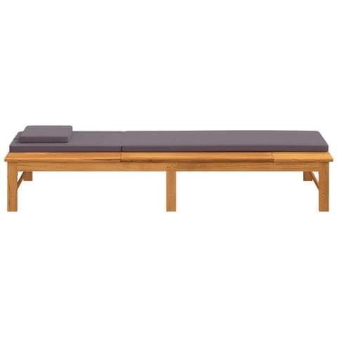 Lettino Cuscino E Guanciale Grigio Scuro Legno Massello Acacia - Foto 9