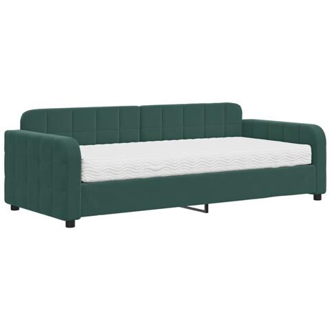 Divano Letto Con Materasso Verde Scuro 90x200 Cm In Velluto - Foto 1