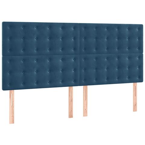 Testiere 4 Pz Blu Scuro 100x5x78/88 Cm In Velluto - Foto 1