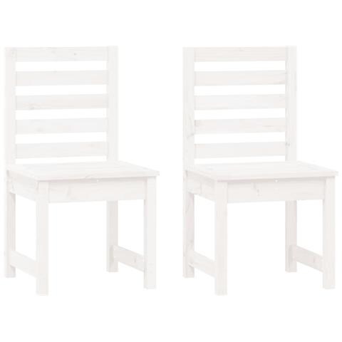 Sedie da Giardino 2pz Bianche 50x48x91,5 Legno Massello di Pino - Foto 1