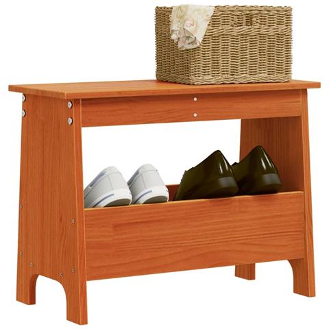 Panca Da Ingresso Marrone Cera 60x28x45 Cm Legno Massello Pino - Foto 1