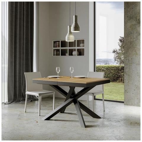 Tavolo Allungabile 90x120/224 Cm Volantis Evolution Telaio Antracite - Quercia Natura - Foto 6