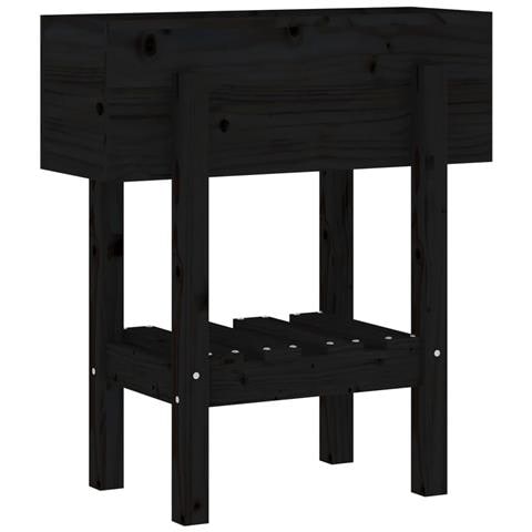 Fioriera Da Giardino Nera 62x30x69 Cm Legno Massello Di Pino - Foto 1