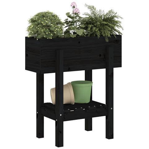 Fioriera Da Giardino Nera 62x30x69 Cm Legno Massello Di Pino - Foto 2