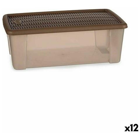 Scatola Portaoggetti Con Coperchio Elegance Beige Plastica 5 L 19,5 X 11,5 X 33 Cm (12 Unità) - Foto 1