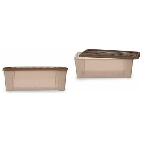 Scatola Portaoggetti Con Coperchio Elegance Beige Plastica 5 L 19,5 X 11,5 X 33 Cm (12 Unità) - Foto 2