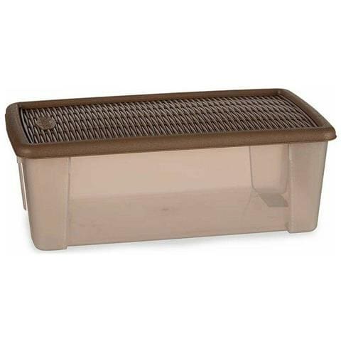 Scatola Portaoggetti Con Coperchio Elegance Beige Plastica 5 L 19,5 X 11,5 X 33 Cm (12 Unità) - Foto 3