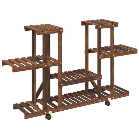 Portafiori Con Ruote 110x25x78 Cm In Legno Massello Di Abete - Foto 2