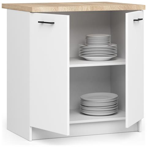 Mobile cucina modulare con piano di lavoro OLIWIA, 2 ante, 80x46x85 cm, Colore Bianco - Foto 2