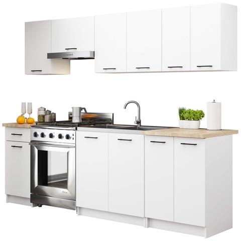 Mobile cucina modulare con piano di lavoro OLIWIA, 2 ante, 80x46x85 cm, Colore Bianco - Foto 8