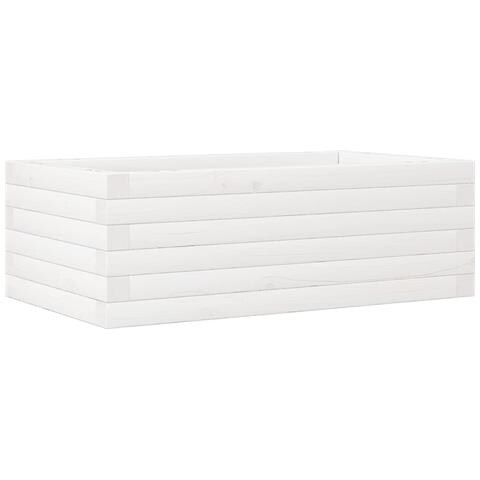 Fioriera Da Giardino Bianca 70x40x23 Cm Legno Massello Di Pino - Foto 2