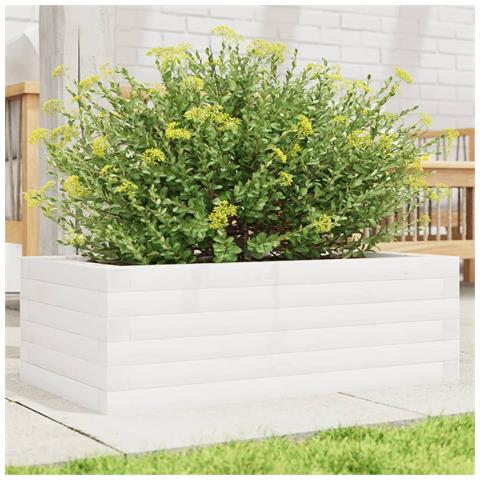 Fioriera Da Giardino Bianca 70x40x23 Cm Legno Massello Di Pino - Foto 1