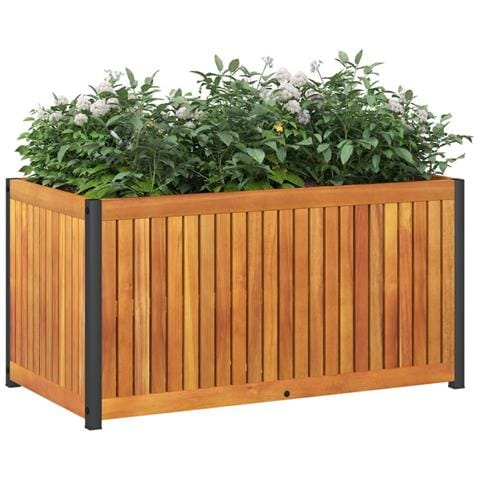 Fioriera Da Giardino 85x45x44 Cm In Legno Acacia E Acciaio - Foto 3
