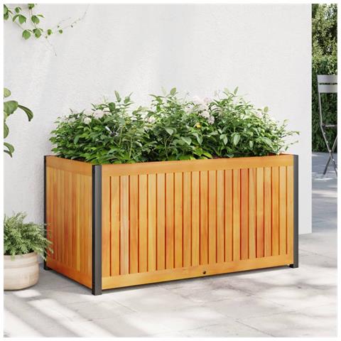 Fioriera Da Giardino 85x45x44 Cm In Legno Acacia E Acciaio - Foto 1