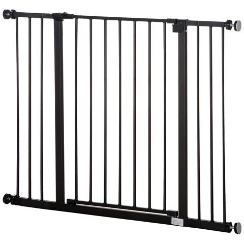 Cancelletto Per Cani Estensibile Con Viti E Ampia Apertura, In Metallo E Plastica, 76-107x76 Cm, Nero - Foto 1