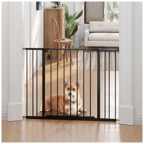 Cancelletto Per Cani Estensibile Con Viti E Ampia Apertura, In Metallo E Plastica, 76-107x76 Cm, Nero - Foto 2