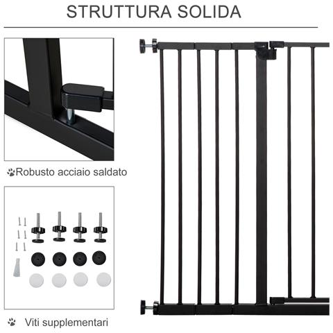 Cancelletto Per Cani Estensibile Con Viti E Ampia Apertura, In Metallo E Plastica, 76-107x76 Cm, Nero - Foto 6
