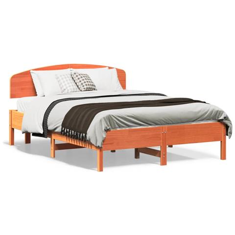 Letto Senza Materasso Marrone Cera 140x190 Cm In Legno Di Pino - Foto 2