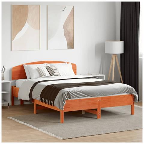 Letto Senza Materasso Marrone Cera 140x190 Cm In Legno Di Pino - Foto 1