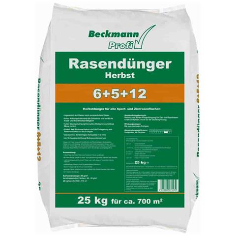 25 Kg Concime Per Prato Autunnale Beckmann Npk-6+5+12 Per Ca. 700m² - Foto 1