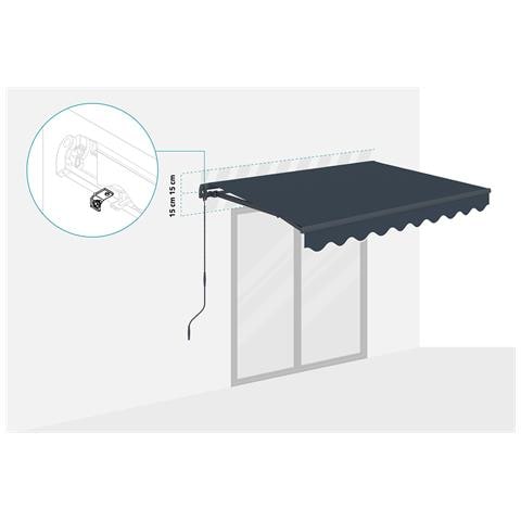 Tenda Manuale A Manovella 2,5m X 2m - - Vecchio - Retrattile - Idrorepellente - Grigio - Anti-uv - Tessuto Premium 320m² - Foto 2