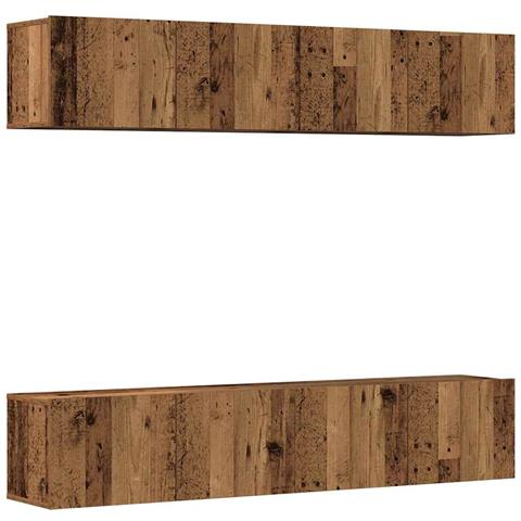 Mobili Tv A Parete 4 Pz Legno Antico In Legno Multistrato - Foto 2