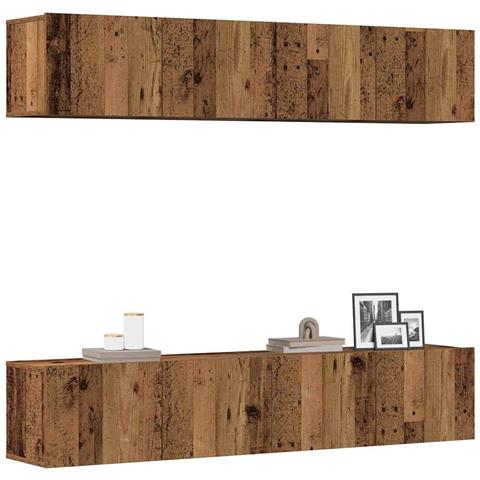 Mobili Tv A Parete 4 Pz Legno Antico In Legno Multistrato - Foto 1