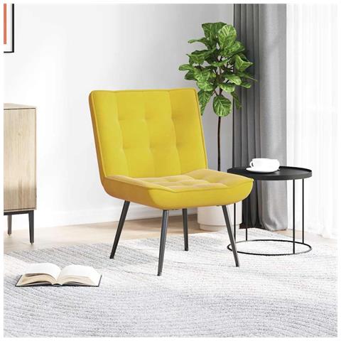 Poltrona Relax 64x74x84 Cm Gialla In Velluto - Foto 3