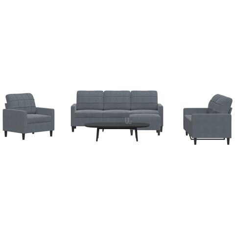 Set Di Divani 4 Pz Con Cuscini Grigio Scuro In Velluto - Foto 1