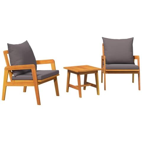 Set Bistro 3 Pezzi con Cuscini in Legno Massello di Acacia - Foto 1