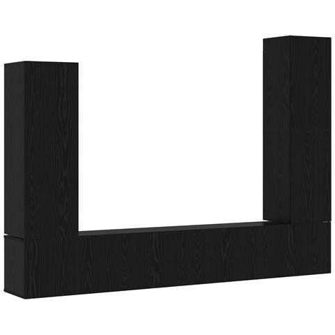 Set Armadi TV 4 Pezzi Montato a Muro Rovere Nero Legno Ingegnerizzato Gestione Prodotti - Foto 1