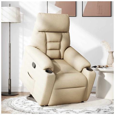 Poltrona Alzapersona Reclinabile Crema in Tessuto - Foto 2