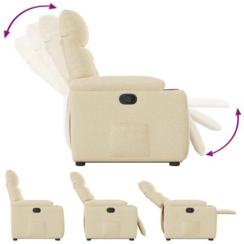 Poltrona Alzapersona Reclinabile Crema in Tessuto - Foto 9