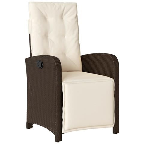 Sedia Reclinabile Giardino con Poggiapiedi Marrone Polyrattan - Foto 1