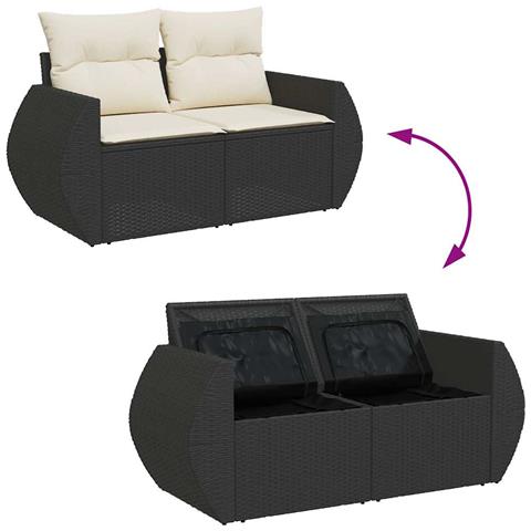 Set Divano da Giardino 6 pz con Cuscini Nero in Polyrattan - Foto 9