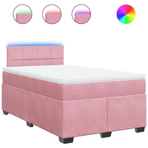 Giroletto a Molle con Materasso Rosa 120x190 cm in Velluto - Foto 1