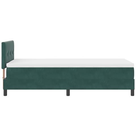 Letto con Sommier e Materasso Verde Scuro 90x200 cm Velluto - Foto 9