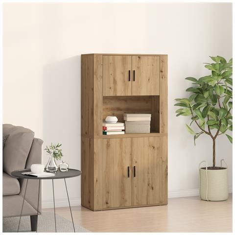 Highboard in rovere artigianale 80x33x150 cm in legno ingegnerizzato - Foto 2