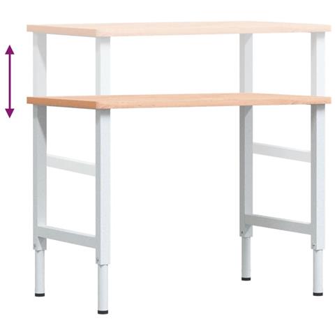 Banco da Lavoro 100x60x(71,5-98) cm Legno Faggio Rettangolare - Foto 9