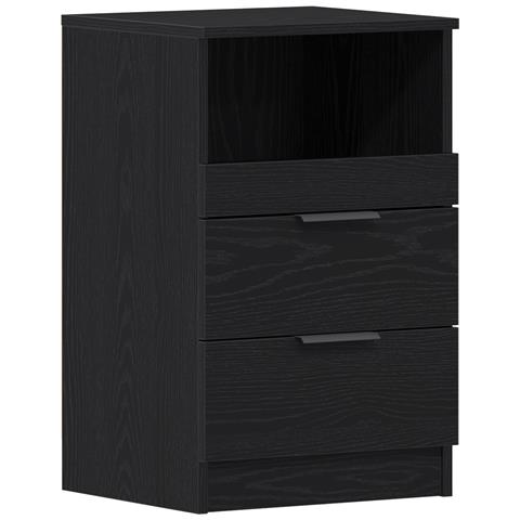 Comodino Nero Rovere 40x35x65 cm Realizzato in Legno Ingegnerizzato - Foto 1