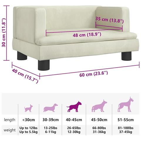 Lettino per Cani Crema 60x40x30 cm in Velluto - Foto 7