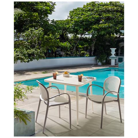 Set Di 2 Sedie Da Giardino Povoletto Materiale Sintetico Marrone Chiaro - Foto 1