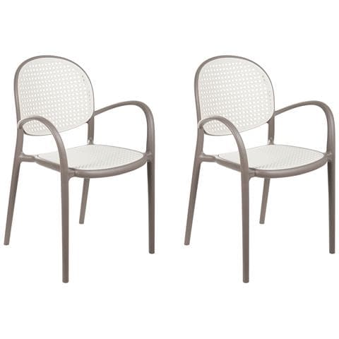 Set Di 2 Sedie Da Giardino Povoletto Materiale Sintetico Marrone Chiaro - Foto 2