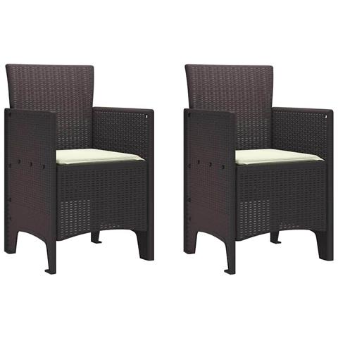 Sedia da Giardino 2 pcs Marrone 53 x 49 x 85 cm PP - Foto 1