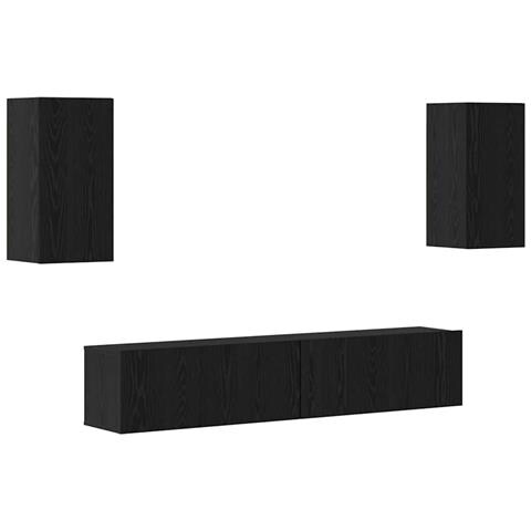 Set mobile TV 4 pcs Rovere nero 80 x 30 x 30 cm - Foto 1