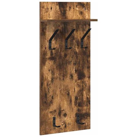 Appendiabiti a muro con lo scaffale Rovere fumo 90 x 40 x 10 cm - Foto 1