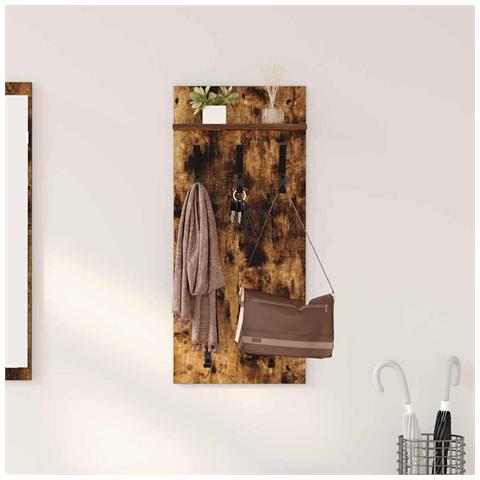 Appendiabiti a muro con lo scaffale Rovere fumo 90 x 40 x 10 cm - Foto 2