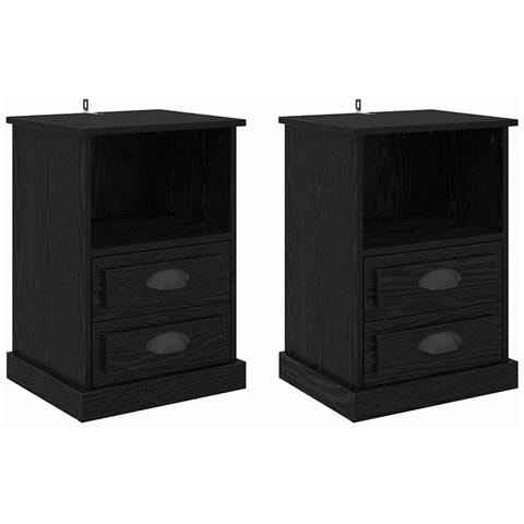 Armadio da Notte con cassetto 2 pcs Rovere nero 43 x 36 x 60 cm - Foto 1